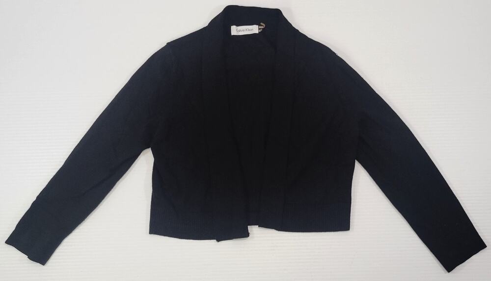 F6) Calvin Klein Kids Girls Black Long Sleeve Open Cardigan Sweater Small